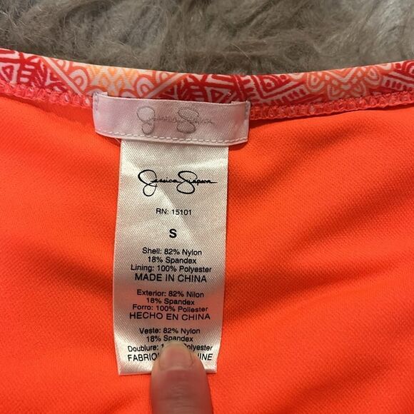 Jessica Simpson women’s yellow, gray, pink and red fringe swimsuit - Picture 4 of 9